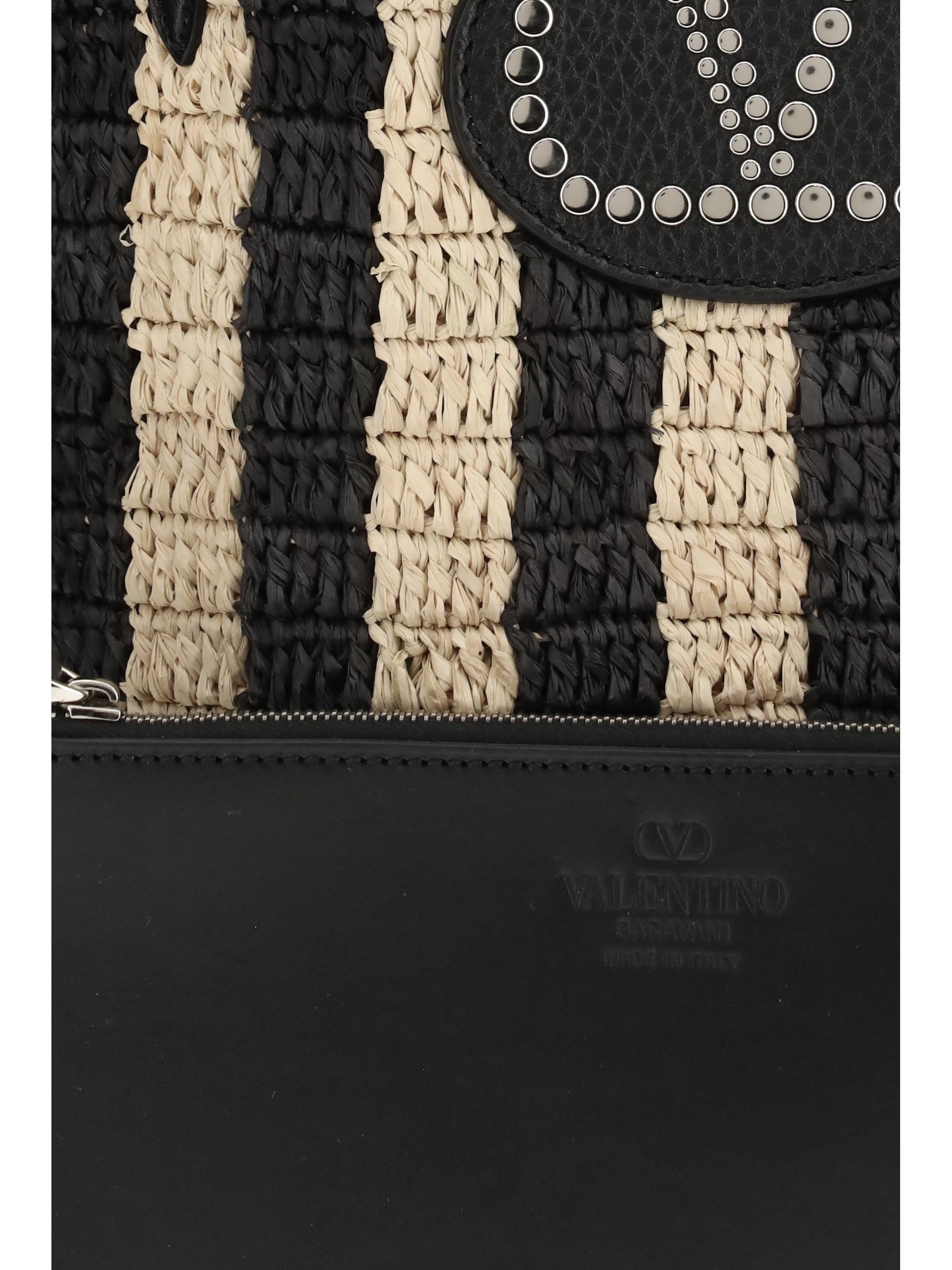 VALENTINO GARAVANI OS striped raffia bucket bag