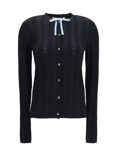 wool and silk cardigan with bow