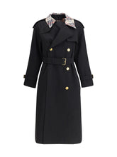 BURBERRY 8 castleford long trench coat with check collar