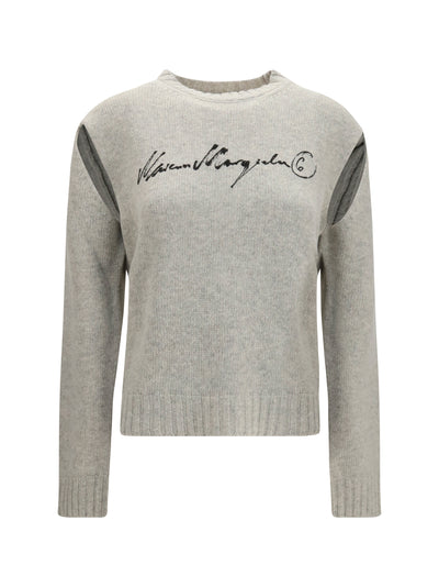 knitted sweater with logo lettering