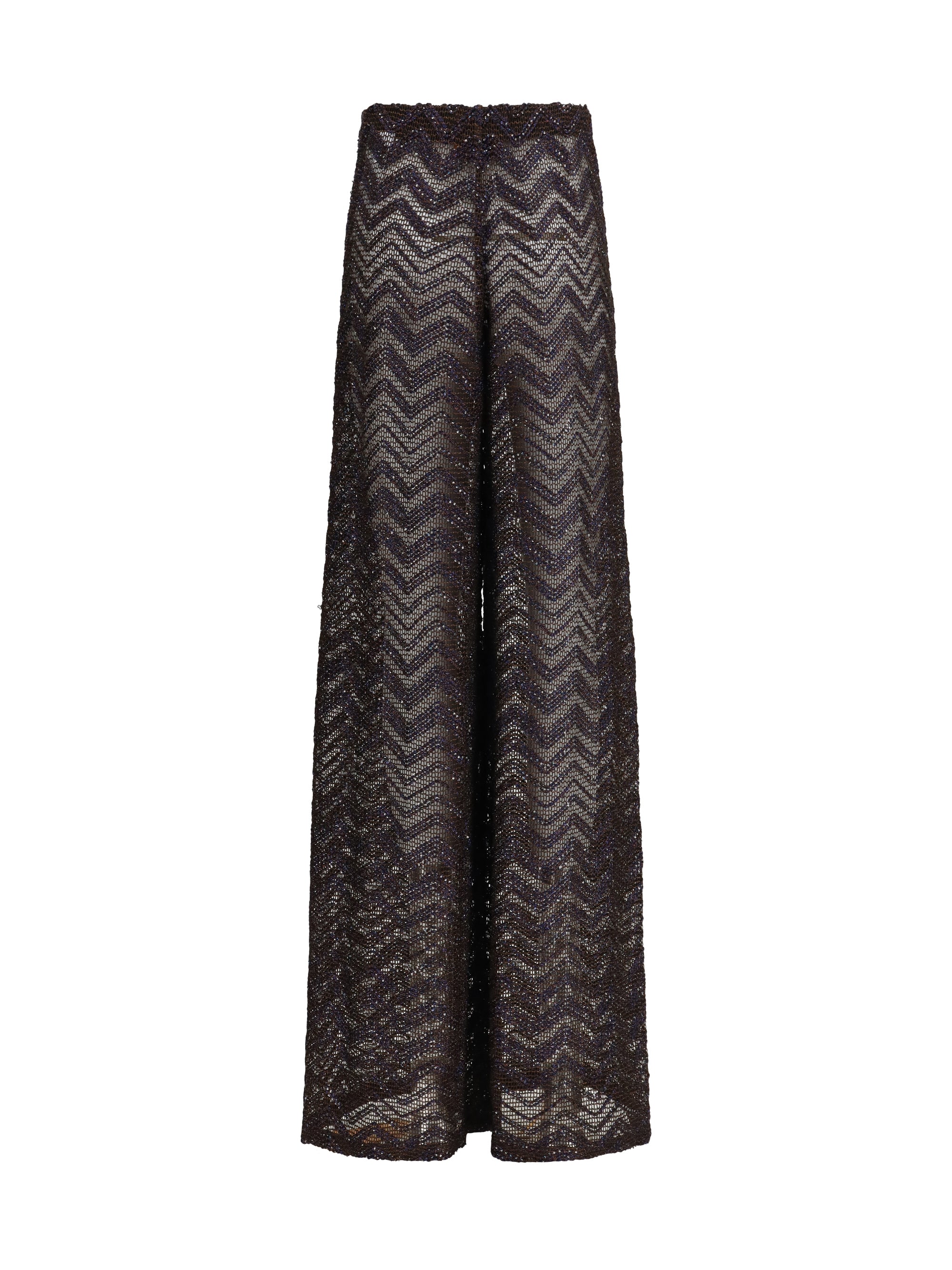 MISSONI 42 wide zigzag mesh trousers with sequins