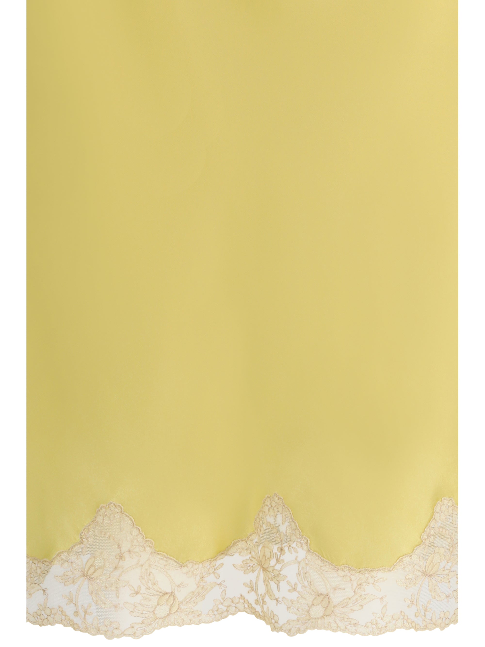 SAINT LAURENT 42 satin midi skirt with lace inserts