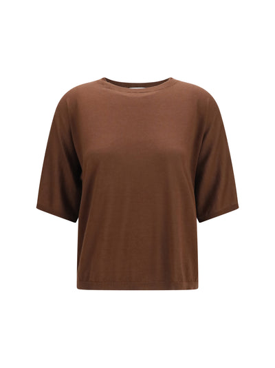 short-sleeve cashmere and silk sweater