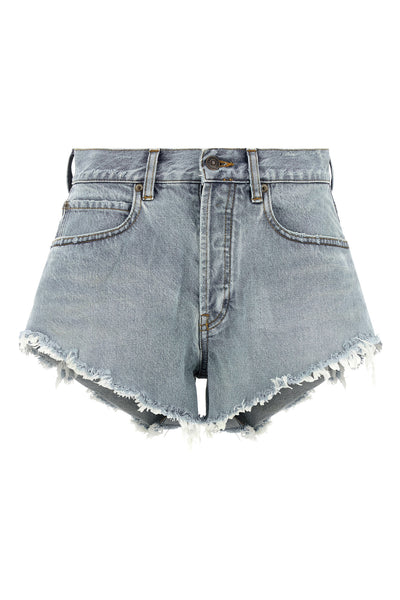 balenciaga light blue denim mini shorts redefine casual luxury through meticulou