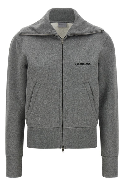 the balenciaga slim zip sweatshirt in pure mélange grey cotton redefines the c