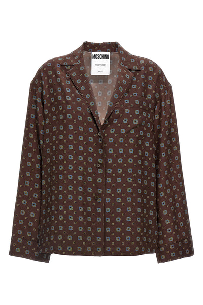 patterned print silk shirt