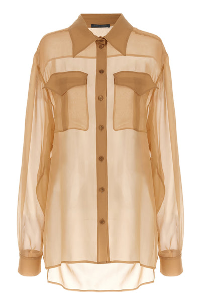 transparent silk chiffon shirt