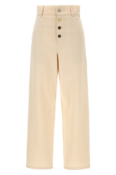ankle length cotton gabardine trousers