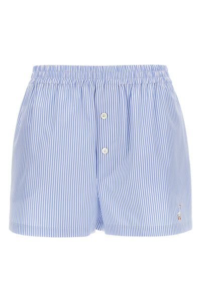striped cotton poplin shorts