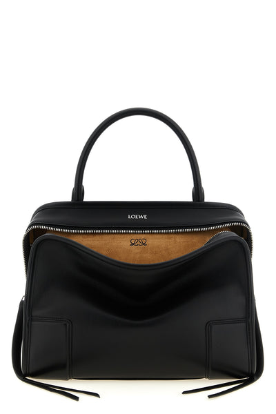 the loewe amazona 180 bag is made of soft black calf leather