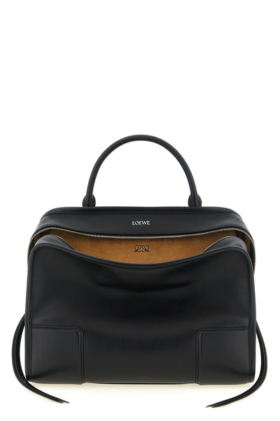 large amazona 180 handbag in suede and contrasting smooth leather