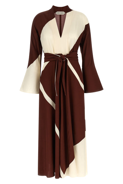 long dress in printed viscose twill