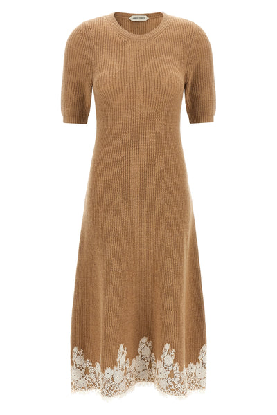 the alberta ferretti midi dress stands out for its sophisticated ribbed knit wor