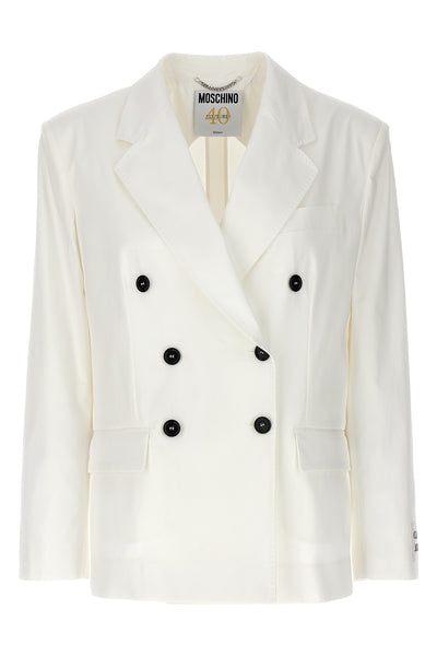 double-breasted cotton blazer
