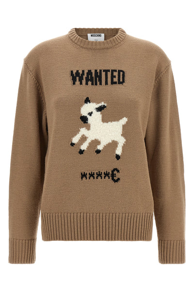 the moschino jersey redefines luxury knitwear through an ironic and sophisticate
