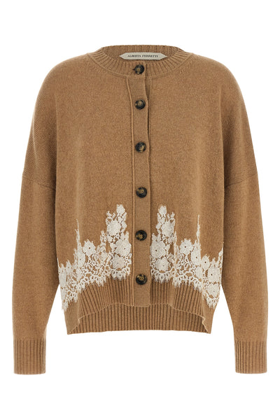 the alberta ferretti cardigan in cashmere and camel fur blend