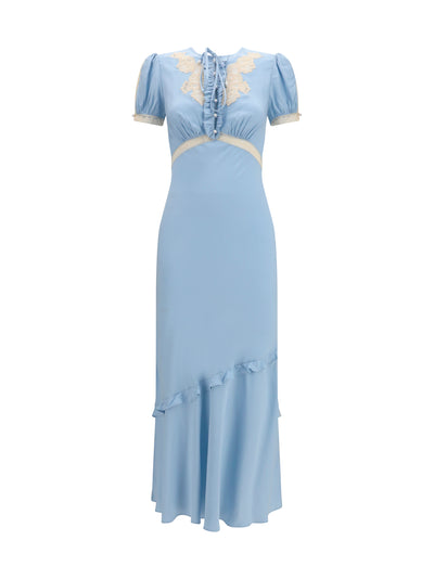 midi dress in viscose and lace