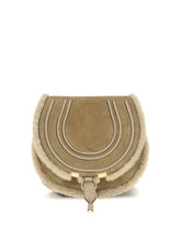 CHLOÉ OS small saddle marcie shoulder bag in suede and shearling