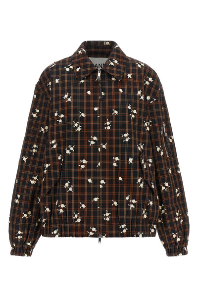 the check flower ganni bomber jacket redefines the codes of outerwear through