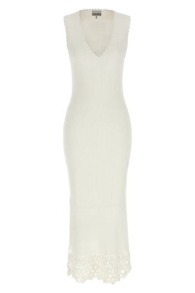 long cotton crochet knitted stretch cotton dress