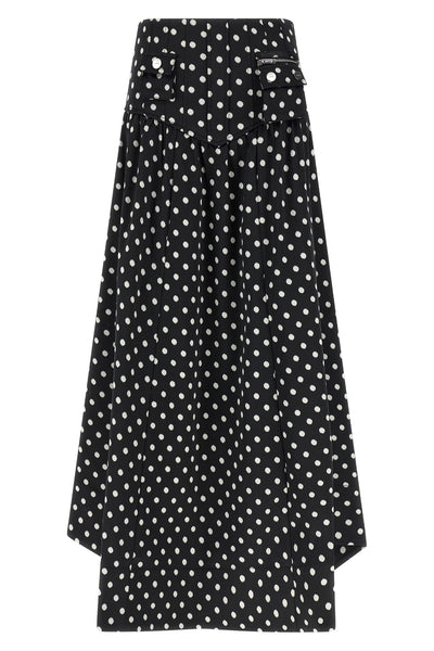 polka dots silk-effect fabric skirt