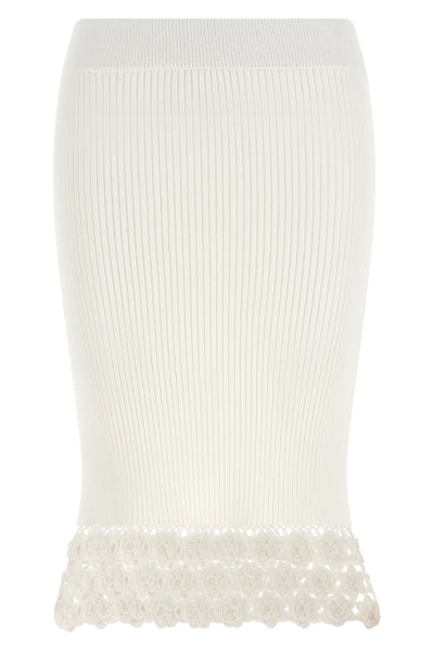 cotton crochet knitted stretch cotton midi skirt