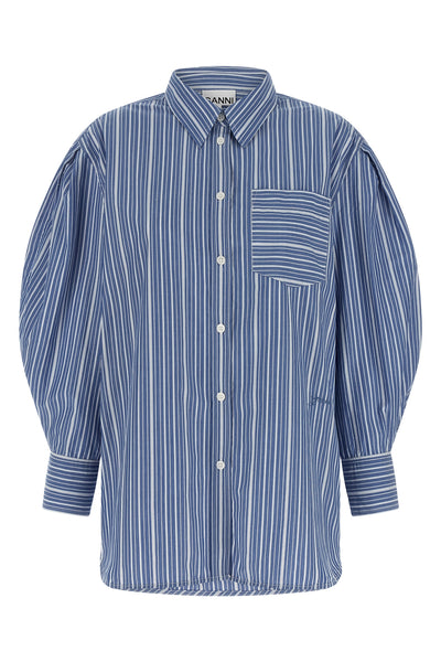 the ganni striped shirt redefines the codes of everyday tailoring through unexpe