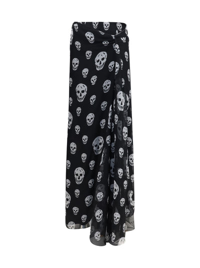 draped long skull skirt