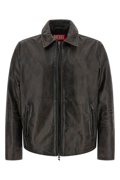 l-amar-wrd jacket in dyed used-effect leather