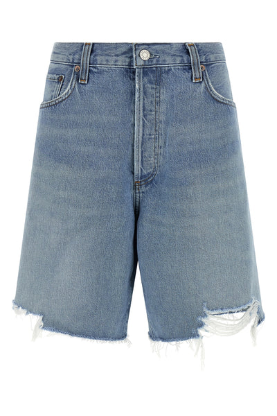 indra vintage marbled indigo denim bermuda shorts