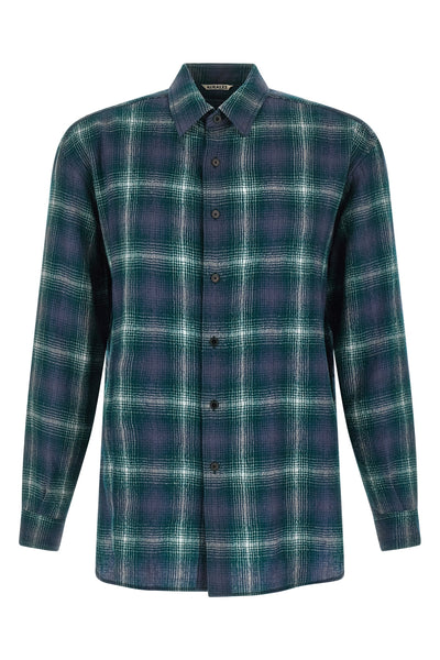 airy wool check ultra-fine combed wool shirt