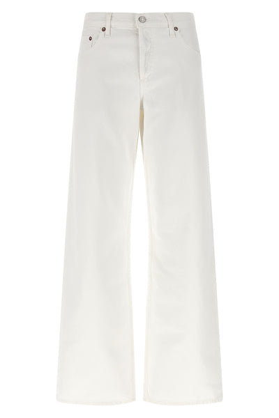 low rise loose garment marshmallow-dyed cotton denim jeans