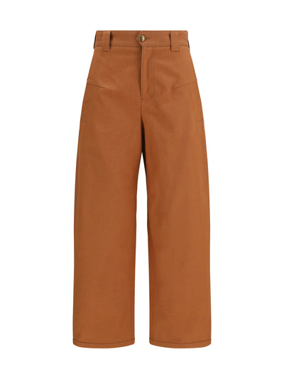 cotton canvas barrel-leg pants