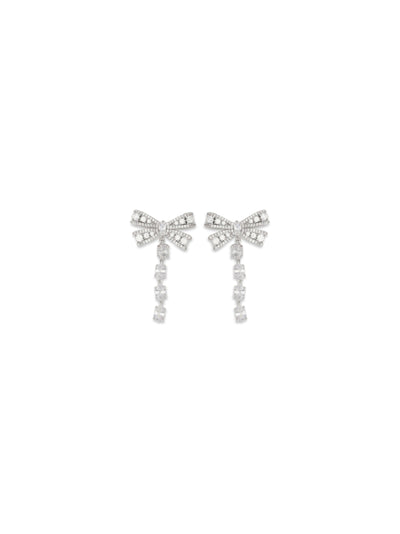 crystal bow drop earrings