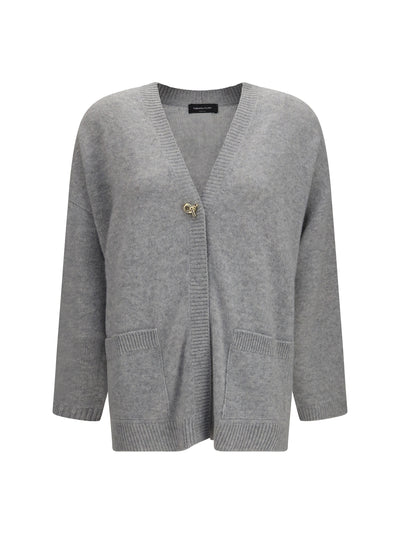 cashmere cardigan with v-neck and knot button