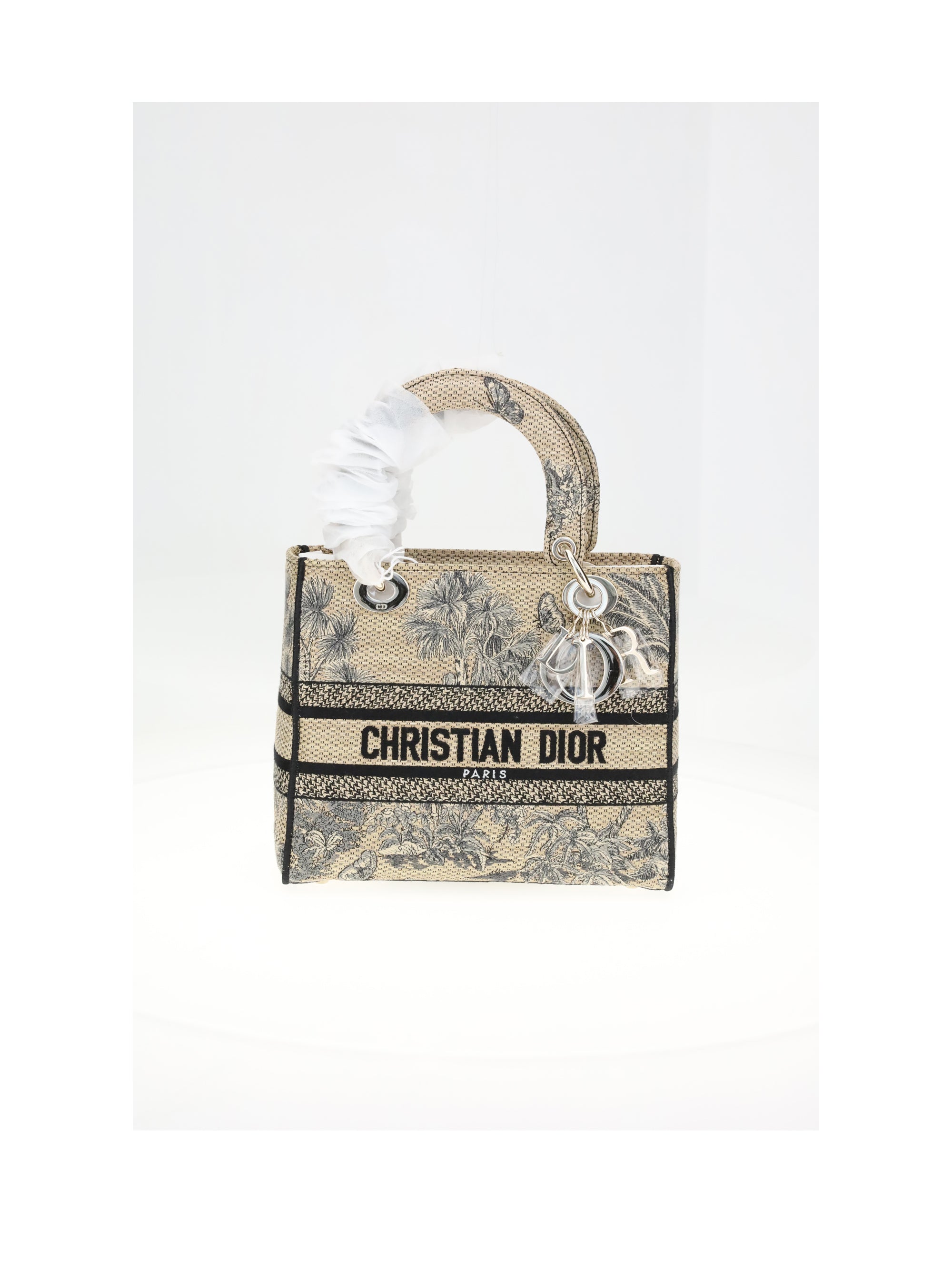 DIOR OS lady dior m embroidery palm rafia
