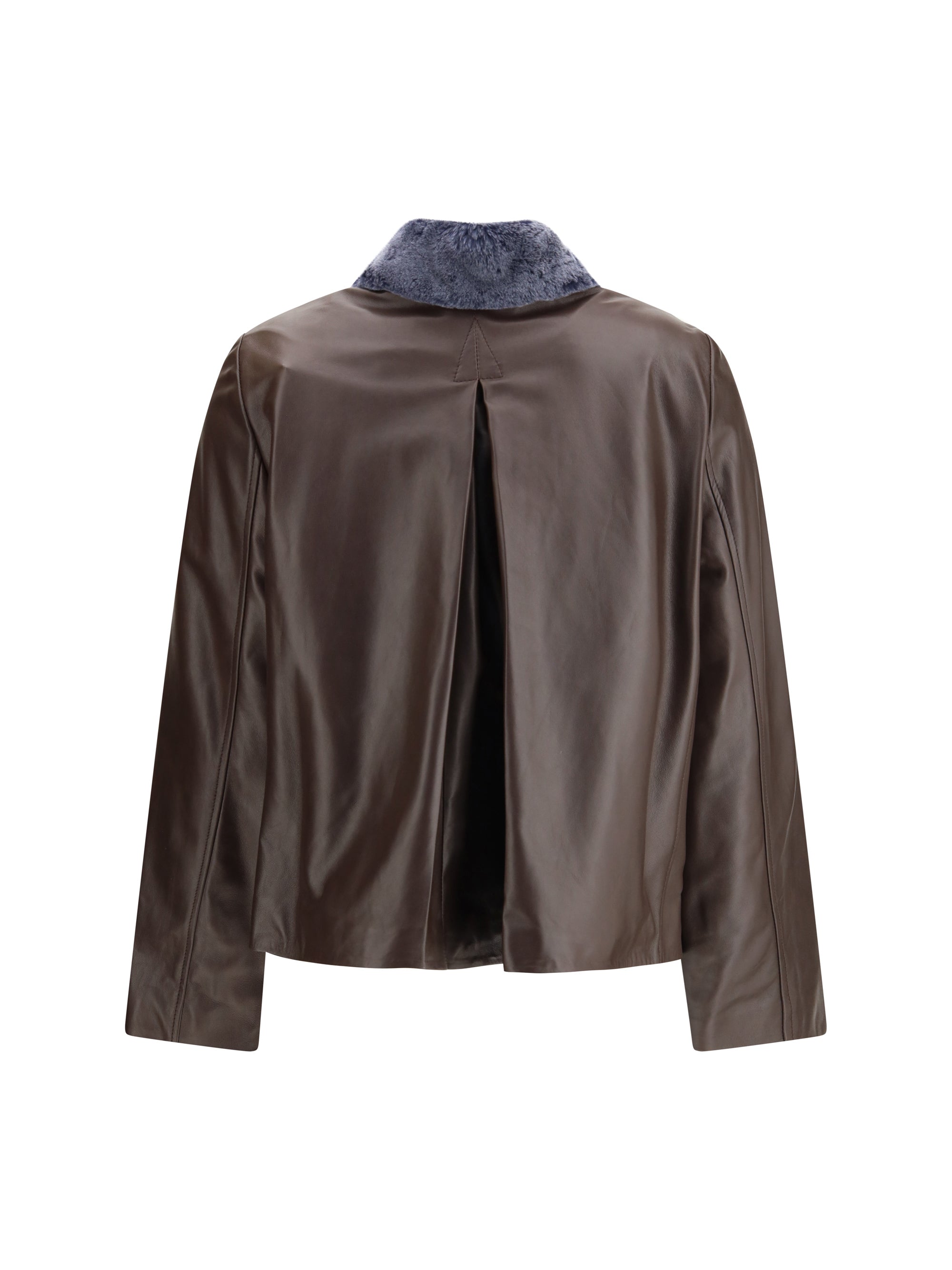 MARNI 44 leather jacket with a shearling collar
