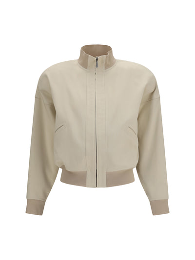 zip bomber jacket in silk poplin