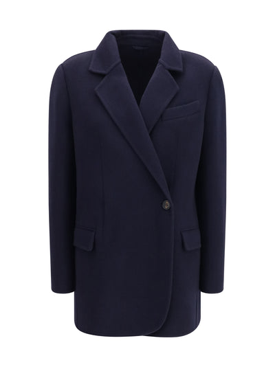 single-breasted wool and cashmere jacket
