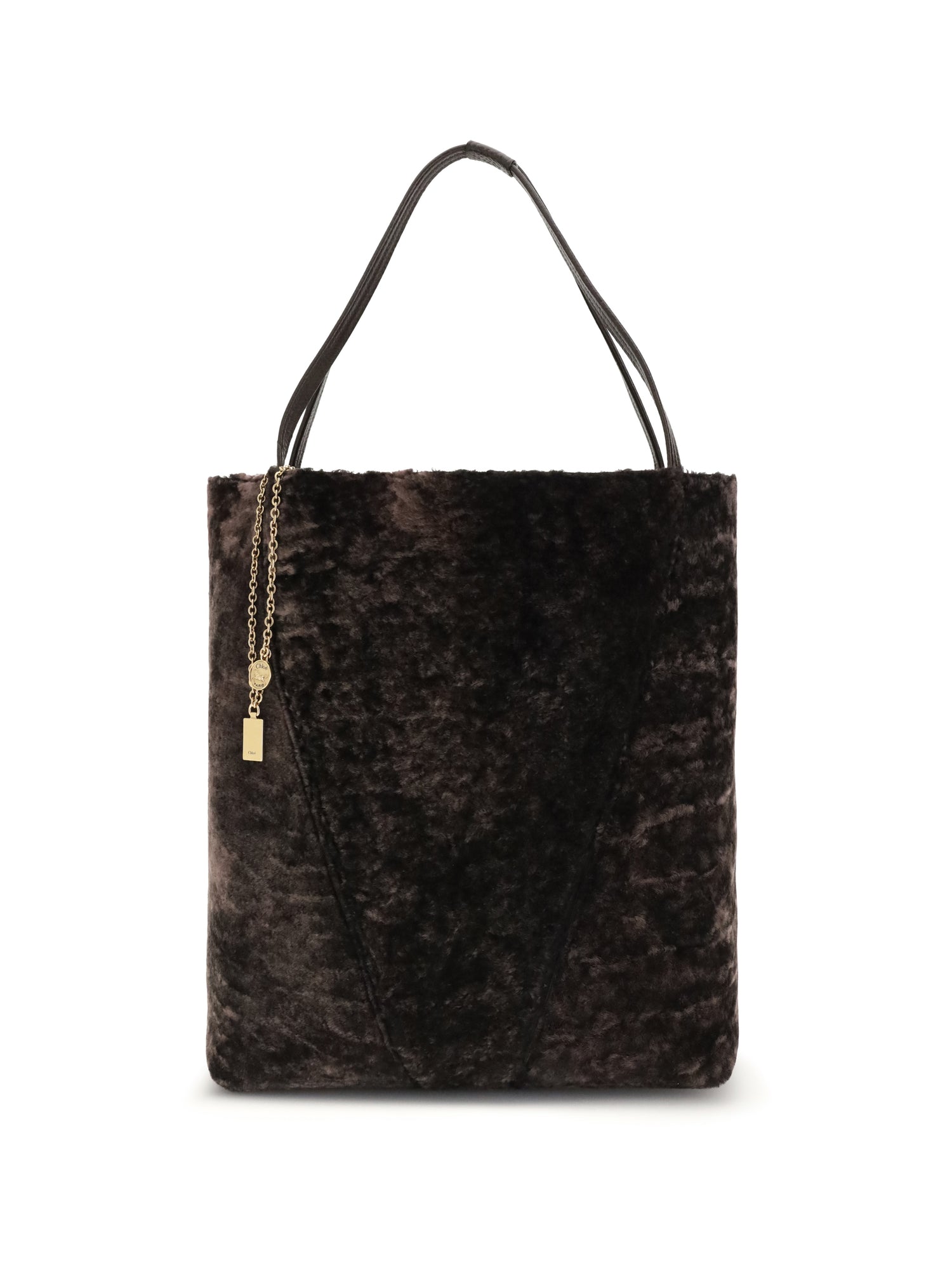 CHLOÉ OS large spin tote bag in soft shearling
