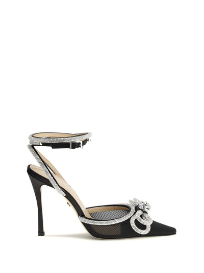 double bow satin pumps