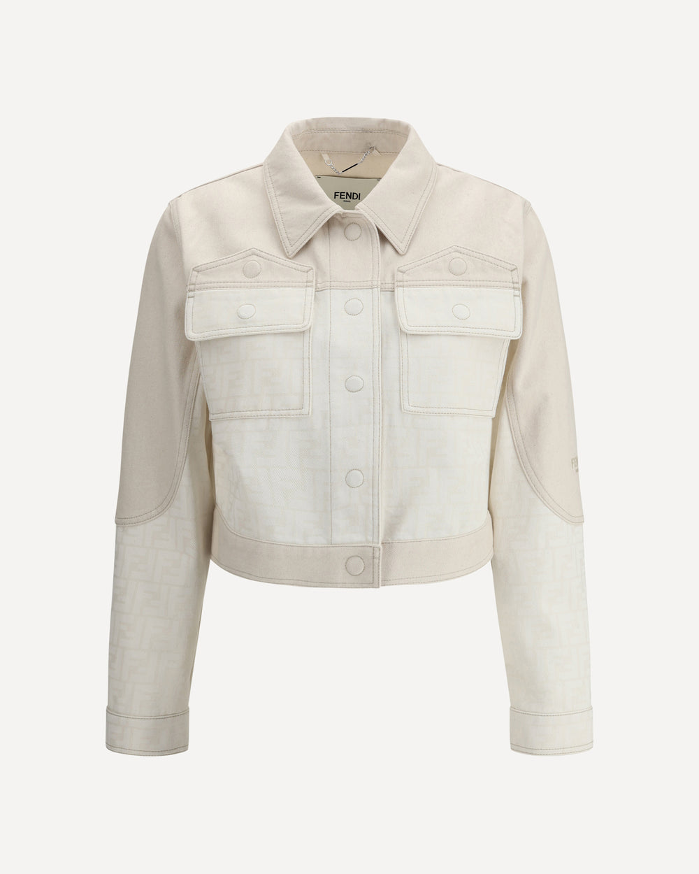 Fendi Ff Print Denim Gacket Cream