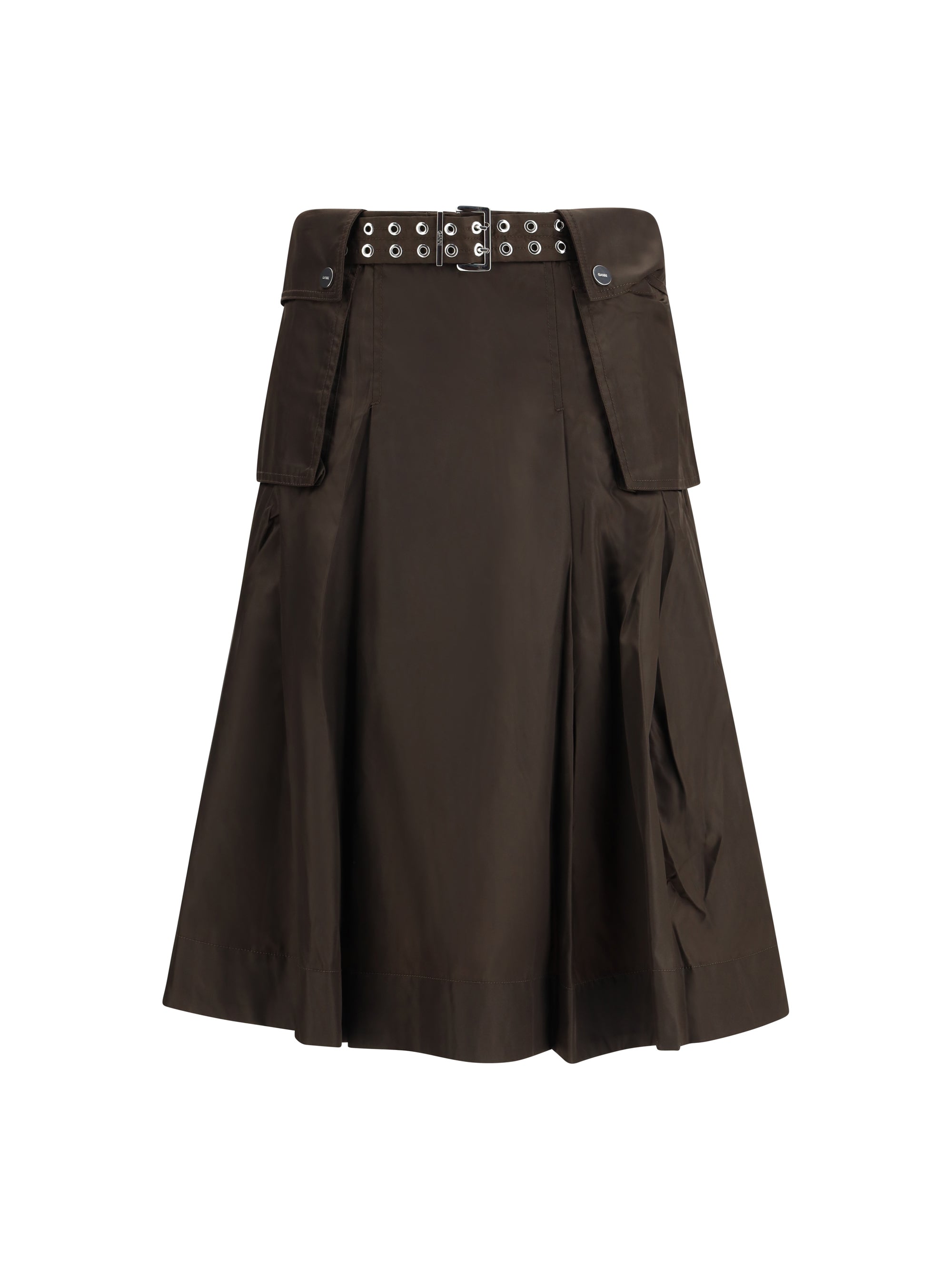 GANNI 34 duchesse nylon pleated skirt