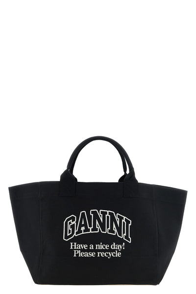 the xxl shopper bag by ganni stands out for its oversized and unstructured silh