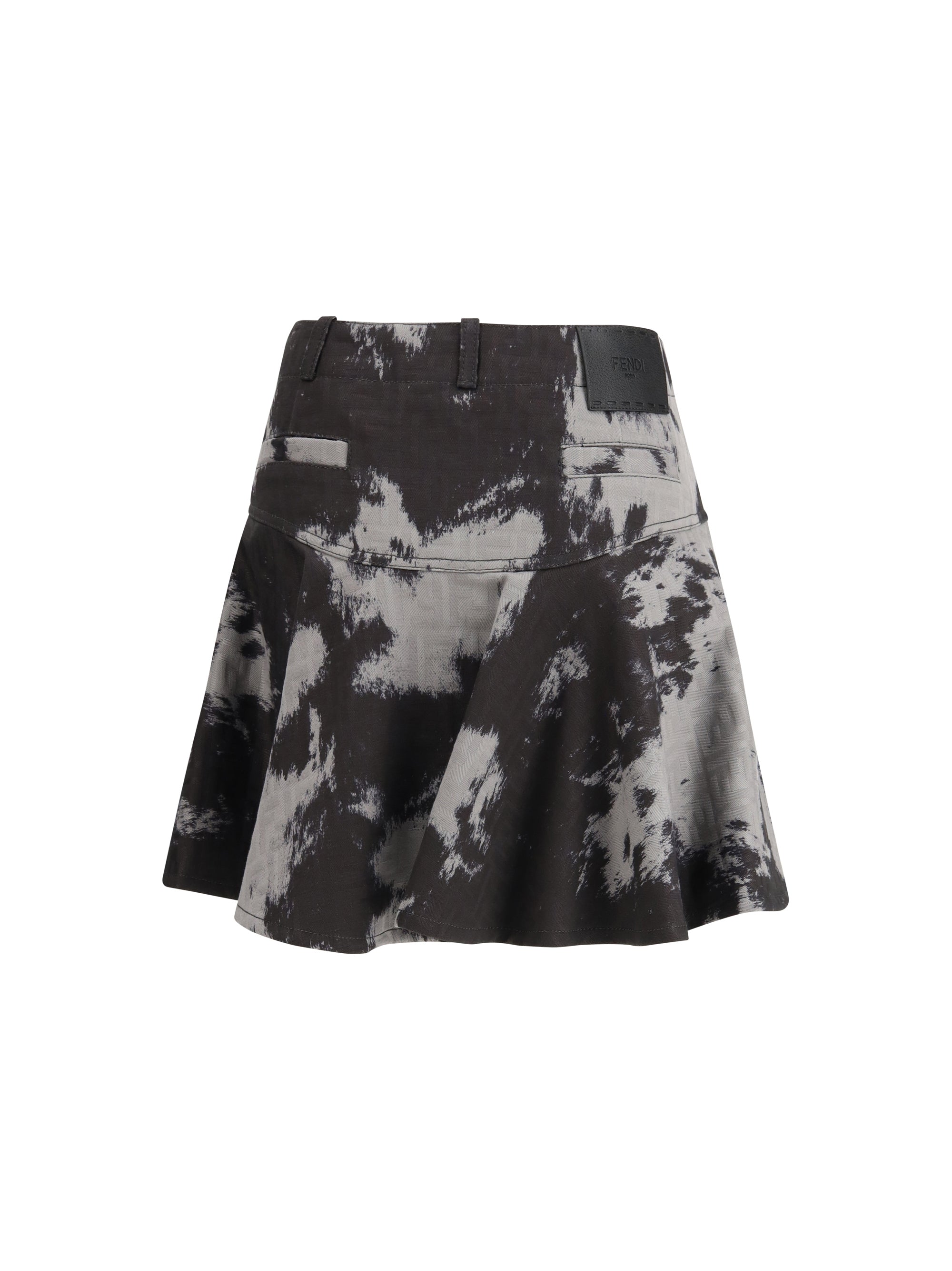 FENDI 38 denim miniskirt with animalier motif