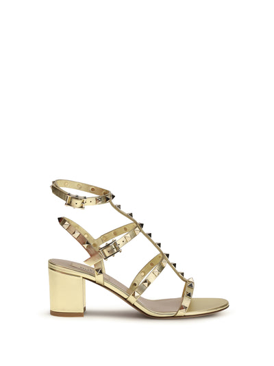 rockstud sandals laminated leather
