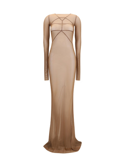long transparent tulle dress