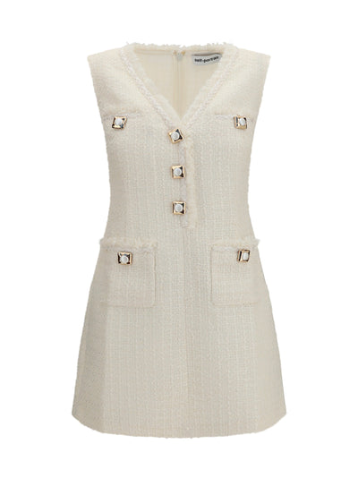 sleeveless bouclé mini dress