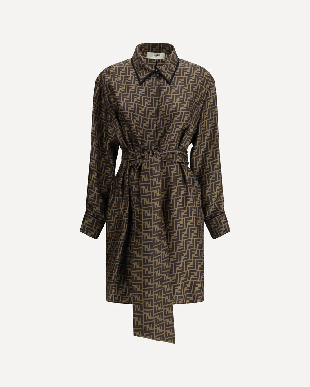 Fendi Ff Pattern Shirt Dress Brown