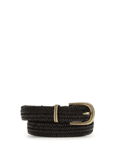 braided stretch leather belt
